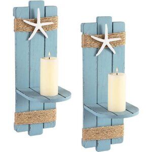 Beach Starfish Wall Candle Sconces Decor,Ocean Themed Wall-Mount Candle